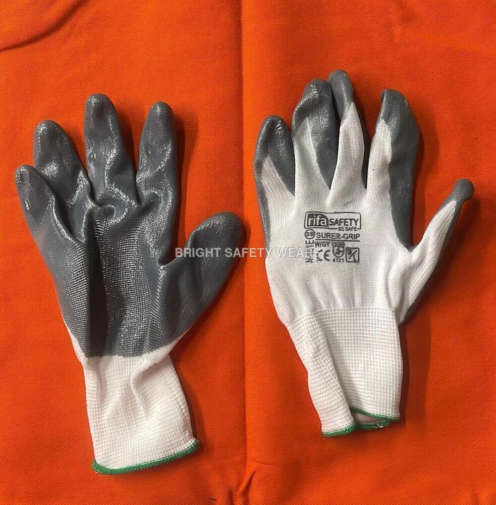 Cotton Industrial Hand Gloves With Nitrile Coating