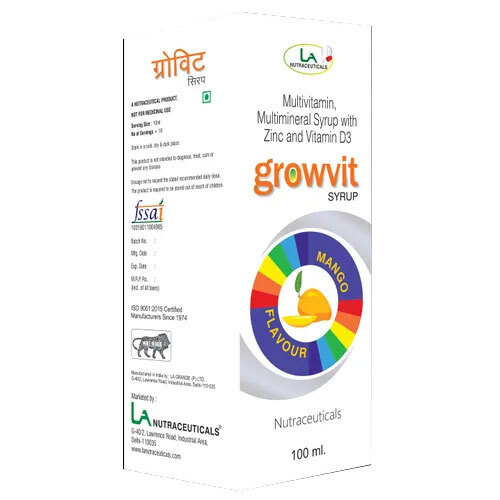 Growvit Syrup - Multi Mineral Syrup With Zinc & Vitamin D3 - Drug Type: General Medicines