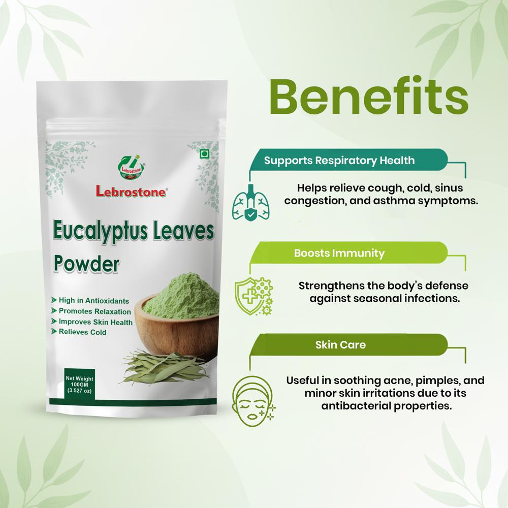 Lebrostone Eucalyptus Leaves Powder  Natural Respiratory Support, Immunity Booster & Skin Care Herbal Powder(100g)
