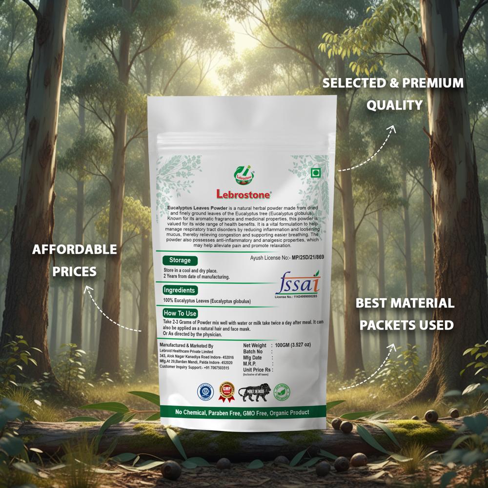 Lebrostone Eucalyptus Leaves Powder  Natural Respiratory Support, Immunity Booster & Skin Care Herbal Powder(100g)
