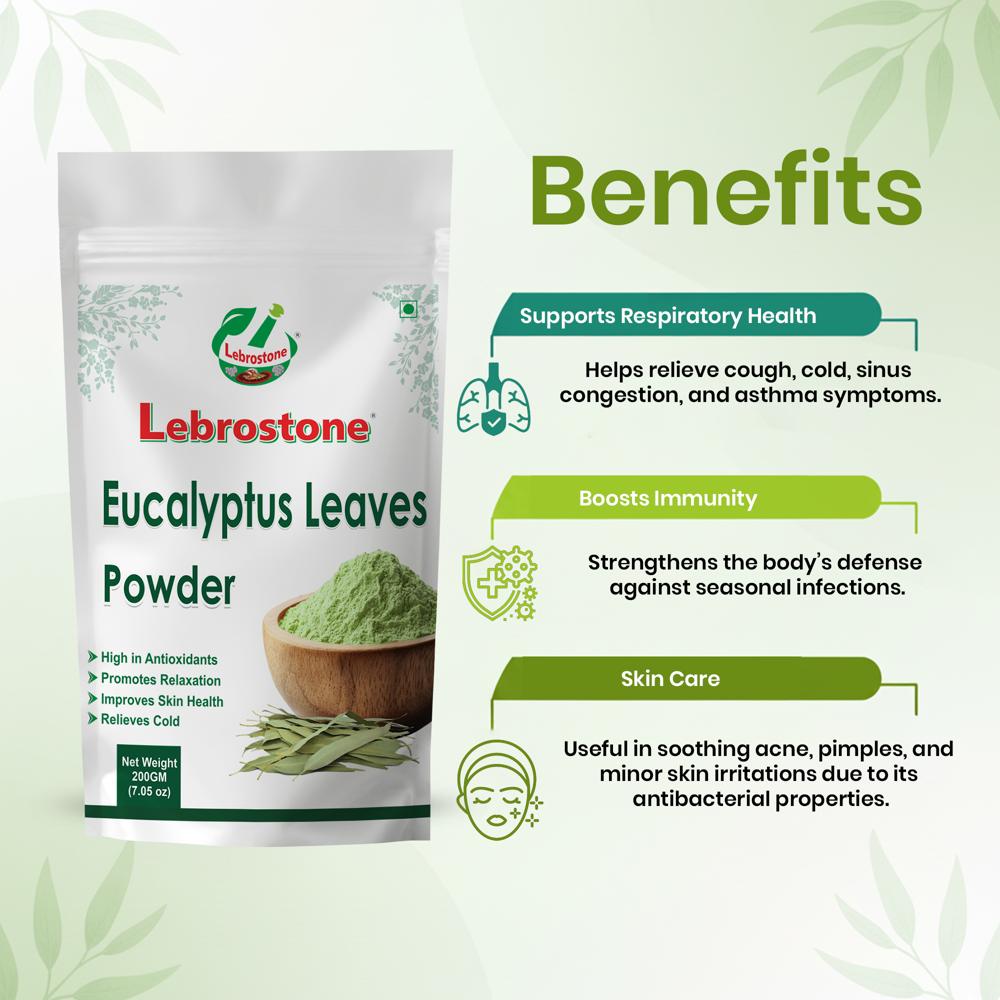 Lebrostone Eucalyptus Leaves Powder  Natural Respiratory Support, Immunity Booster & Skin Care Herbal Powder(200g)
