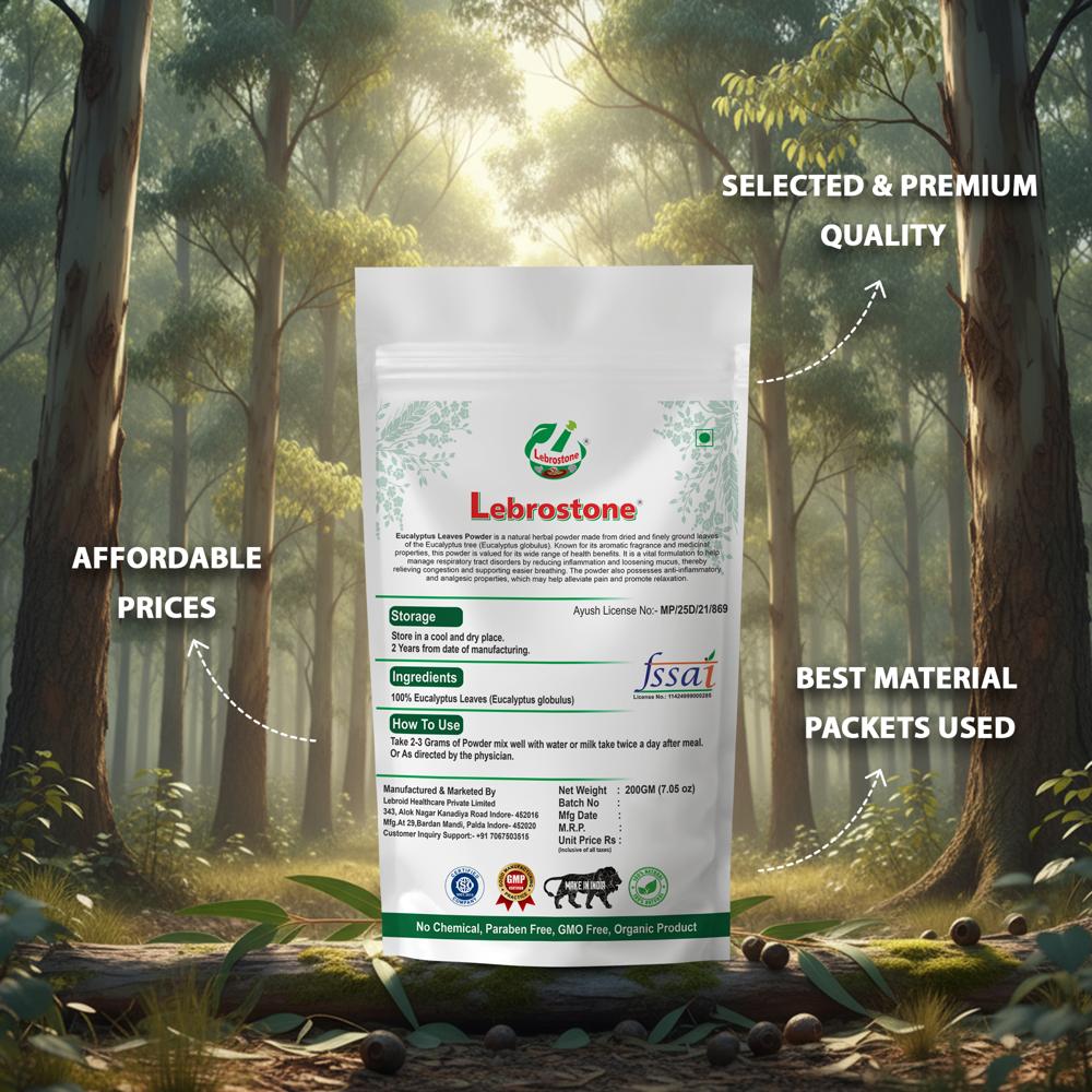 Lebrostone Eucalyptus Leaves Powder  Natural Respiratory Support, Immunity Booster & Skin Care Herbal Powder(200g)