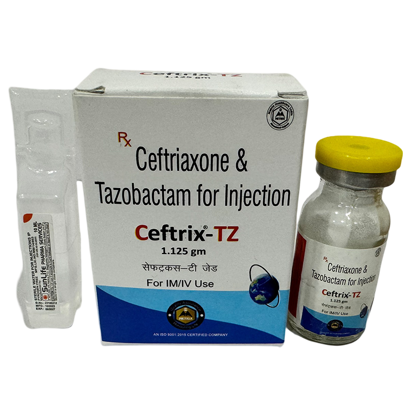 Ceftriaxone 11 gm + tazobactum 0.125 gm