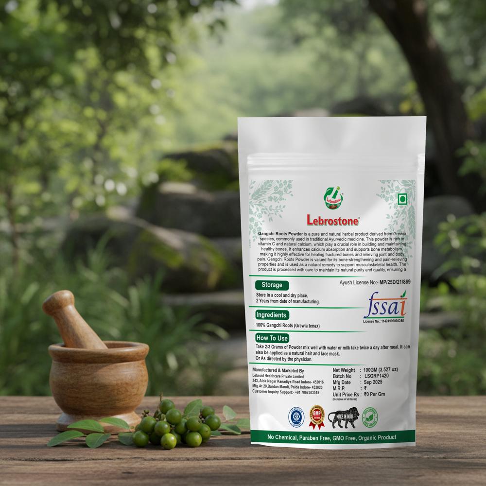Lebrostone Gangchi Roots Powder  Rich Natural Calcium Source for Bone Strength & Joint Pain Relief(100g)