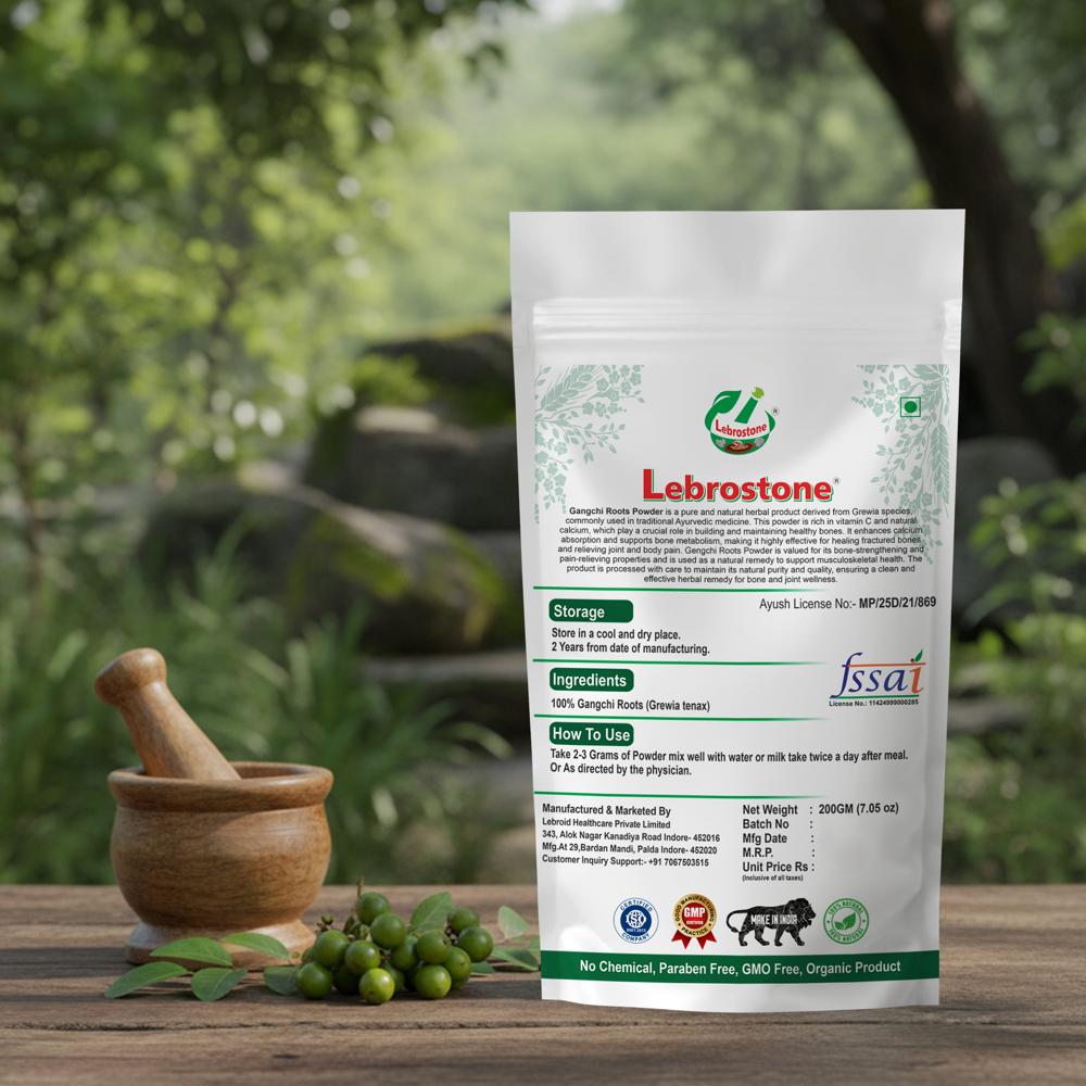 Lebrostone Gangchi Roots Powder  Rich Natural Calcium Source for Bone Strength & Joint Pain Relief(200g)