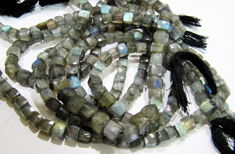 Natural Labradorite Rondelle Faceted Blue flashy 11 to 14mm Size Graduated Beads Strand 8 Inches Long