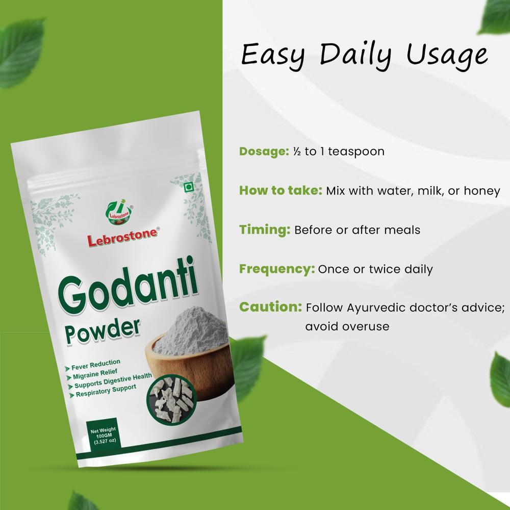 Lebrostone Godanti Powder  Natural Herbal Supplement for Respiratory Health, Digestion, Energy & Overall Wellness(100g)