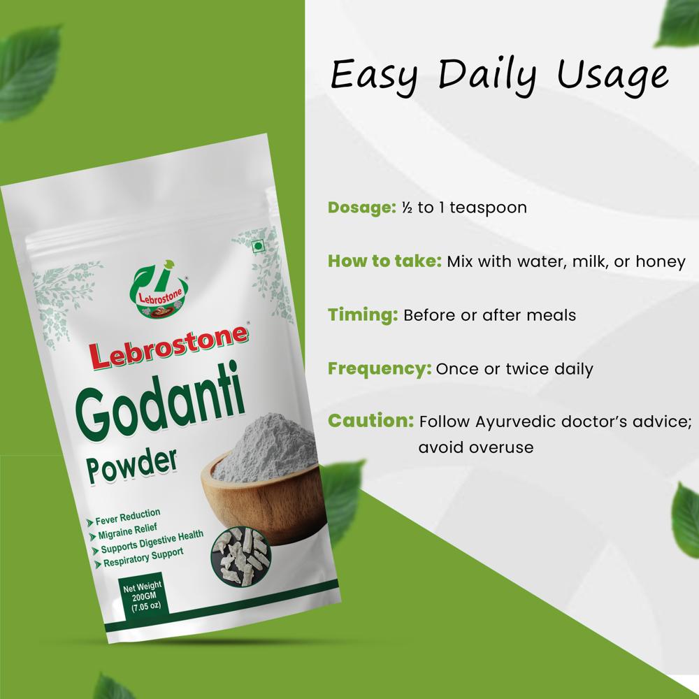 Lebrostone Godanti Powder  Natural Herbal Supplement for Respiratory Health, Digestion, Energy & Overall Wellness(200g)