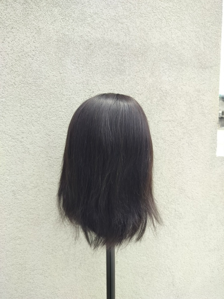 Bob Cut Straight Hair Topper Wig With Front Bangs