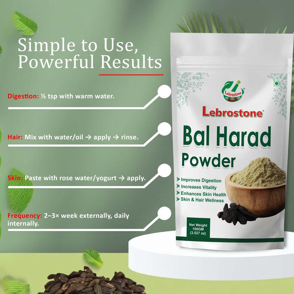 Lebrostone Bal Harad Powder for Digestion, Detox, Immunity, Skin & Hair Health| 100g