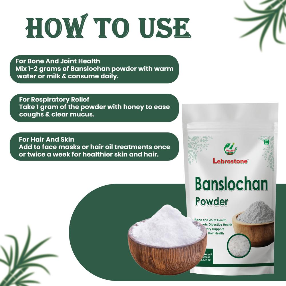  Lebrostone Banslochan Herbal Powder for Hair, Skin, Nails, Bone & Joint Strength| 100g