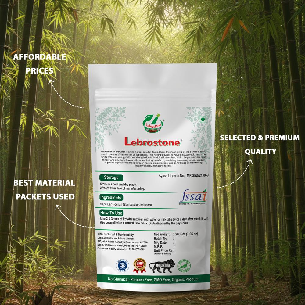 Lebrostone Banslochan Herbal Powder for Hair, Skin, Nails, Bone & Joint Strength| 200g