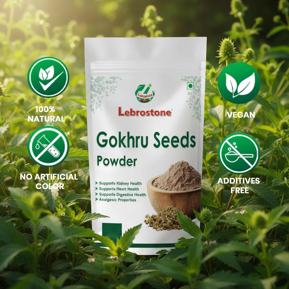 Lebrostone Gokhru Seeds Powder  Herbal Supplement for Kidney, Reproductive, Heart, Muscle & Skin Health(200g)