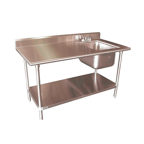 SS Work Table With Sink And Bottom Shelf