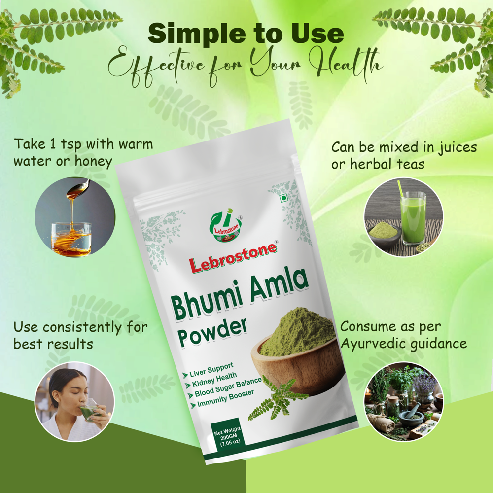 Lebrostone Bhumi Amla Herbal Powder for Liver Support, Detox, Immunity, Skin & Hair Health| 200g