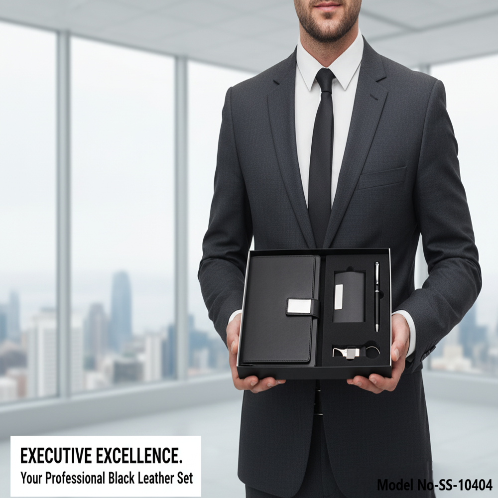 Premium 4-in-1 Executive Diary Gift Set: Notebook, Card Case, Pen & Keychain (SS-10404)