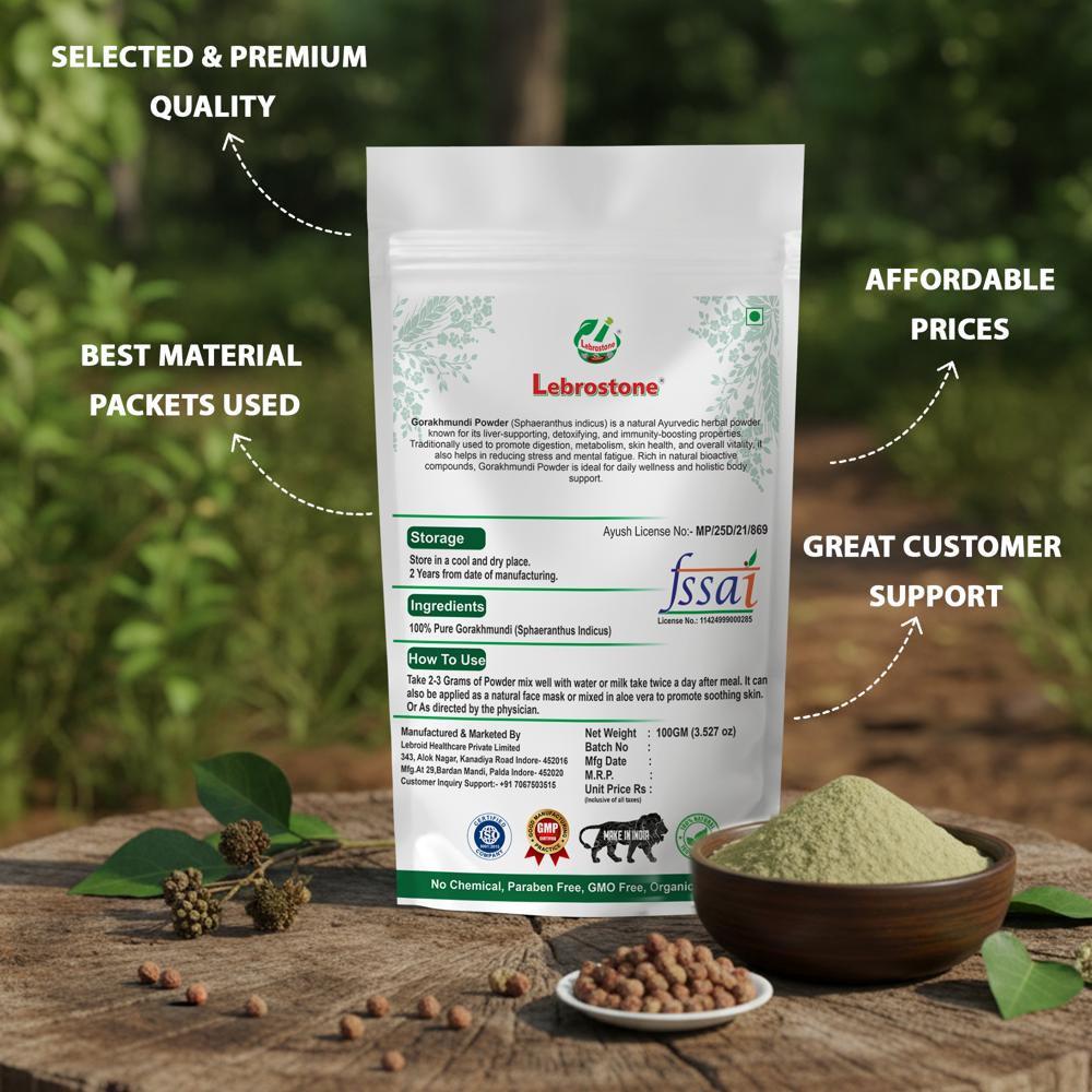 Lebrostone Gorakhmundi Powder  Herbal Supplement for Blood Purification, Liver Health, Digestion & Immunity(100g)