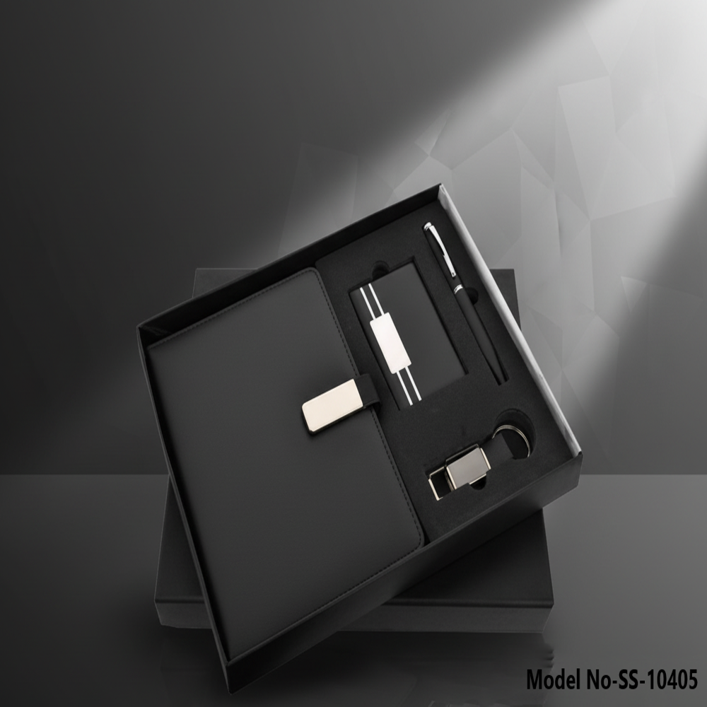 Luxury Executive 4-in-1 Gift Set: Notebook, Pen, Keychain & Cardholder Corporate Box (SS-10405)