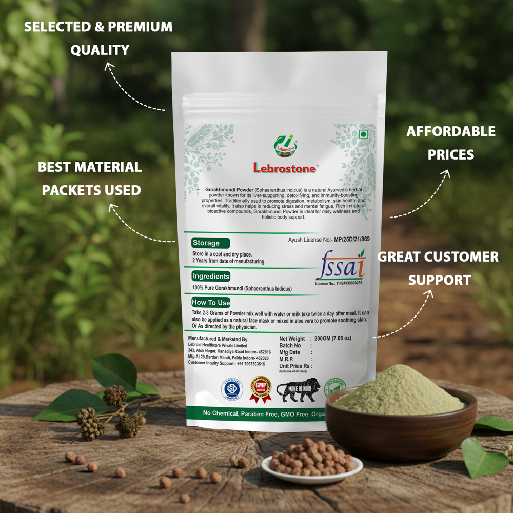Lebrostone Gorakhmundi Powder Natural Blood Detox, Skin Health, Liver & Digestion Support, Immunity & Sugar Balance(200g)