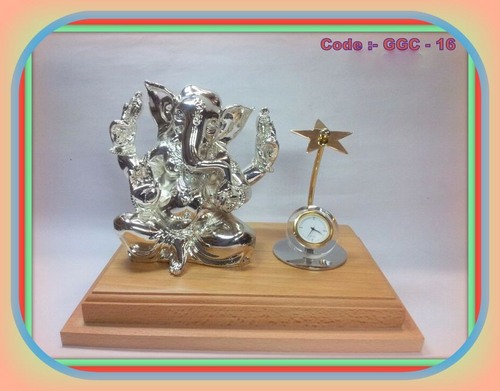 Silverplated Ganesha Watch - Metal and Wood | Small to Large Size, Silver and Golden Finish