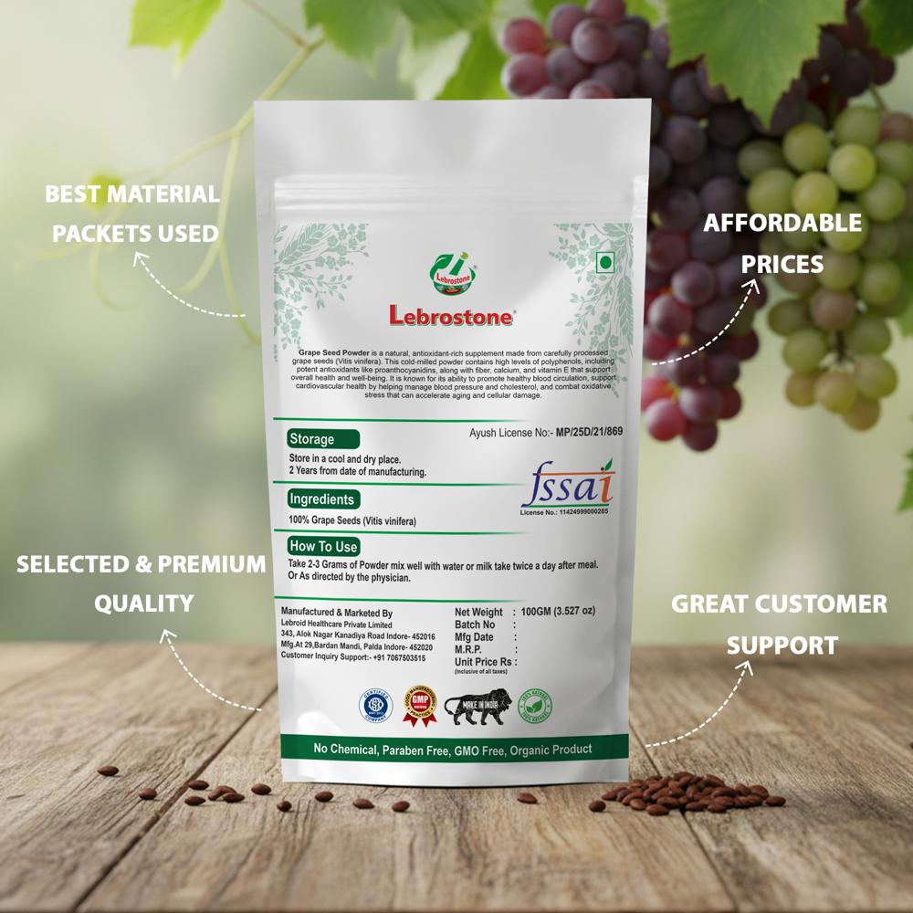 Lebrostone Grape Seed Powder  Heart Health, Antioxidants, Immunity & Weight Management(100g)