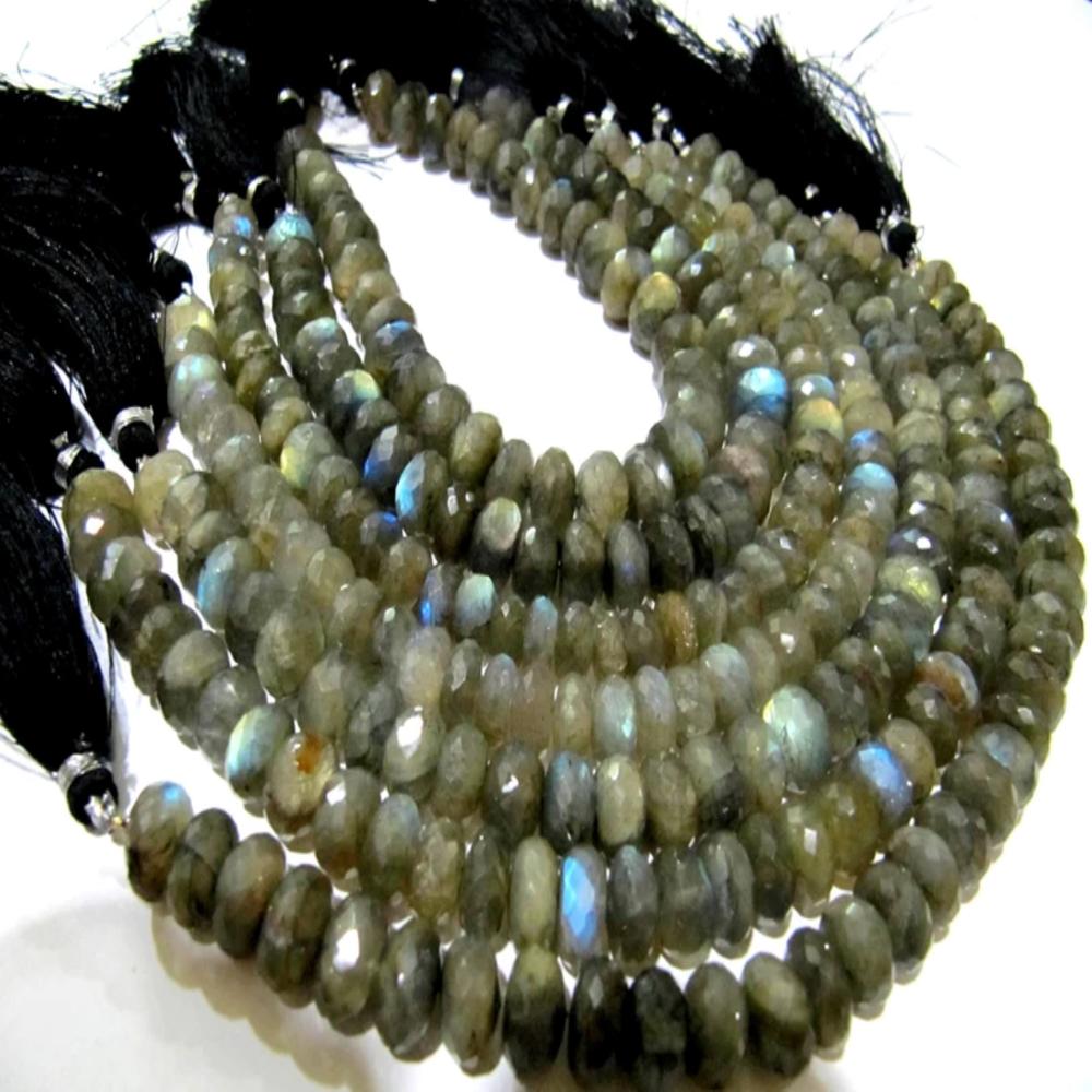Natural Labradorite Rondelle Faceted 8-12mm Beads Blue Flashy Strands 8 inch Long  Black Rainbow Jewelry making Gemstone Beads