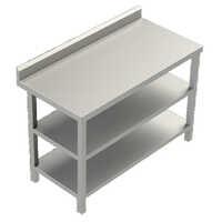 Kitchen Work Table - 304 Stainless Steel, 1200x600x850 Mm, Silver | Adjustable Feet, Rounded Safety Edges, Undershelf, Satin Brushed Surface