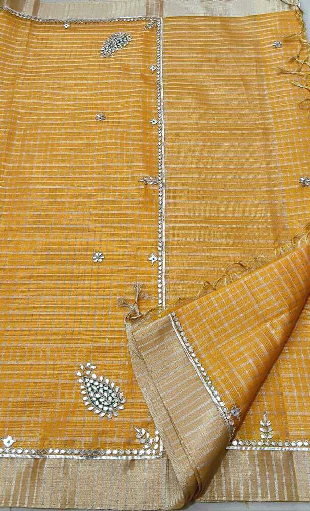 Yellow Hand Gotta Patti Work Sarees