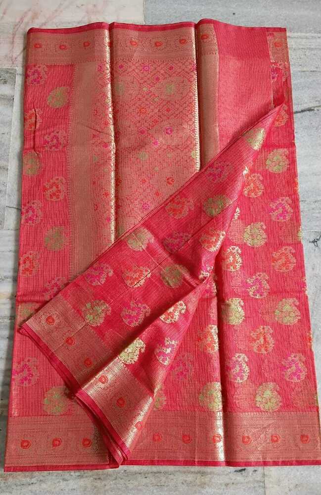 Fancy Kota Doria Zari Weaving Saree