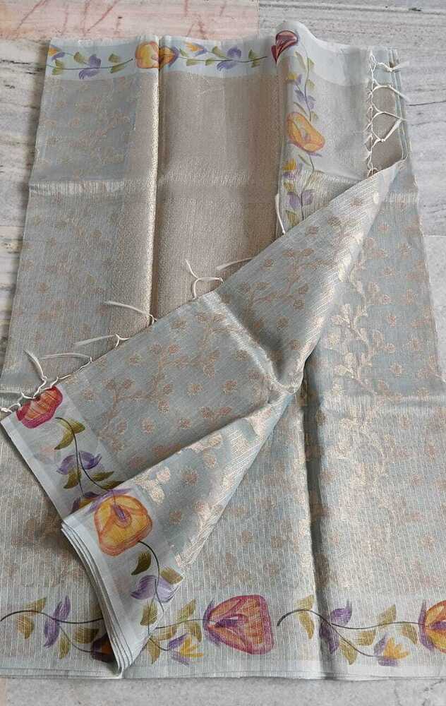Ladies Kota Doria Zari Weaving Saree