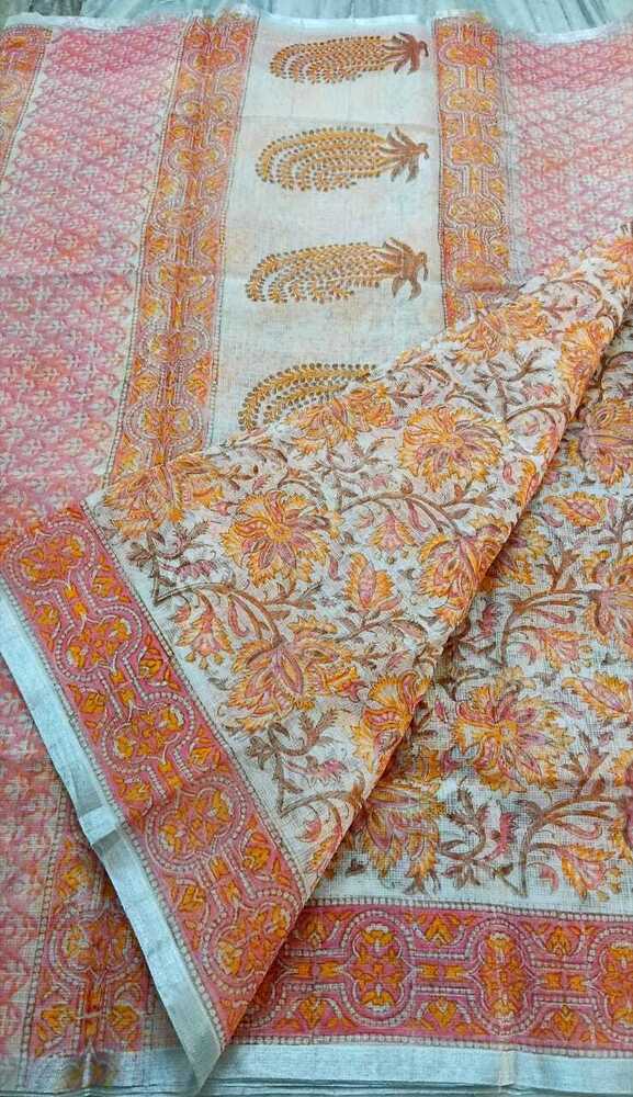 Fancy Kota Munga Doria Handblock Print Saree