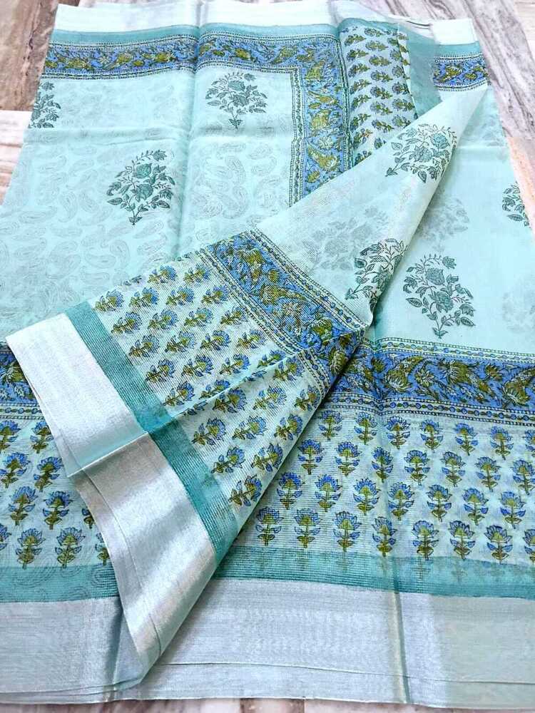 Kota Munga Doria Handblock Print Sarees