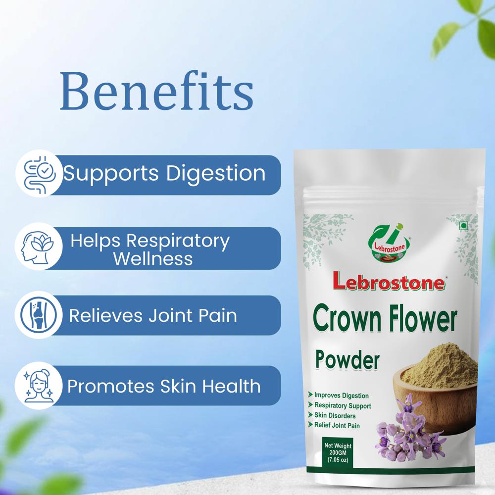 Lebrostone Crown Flower Herbal Powder for Digestion, Joint Support & Skin Health| 200g