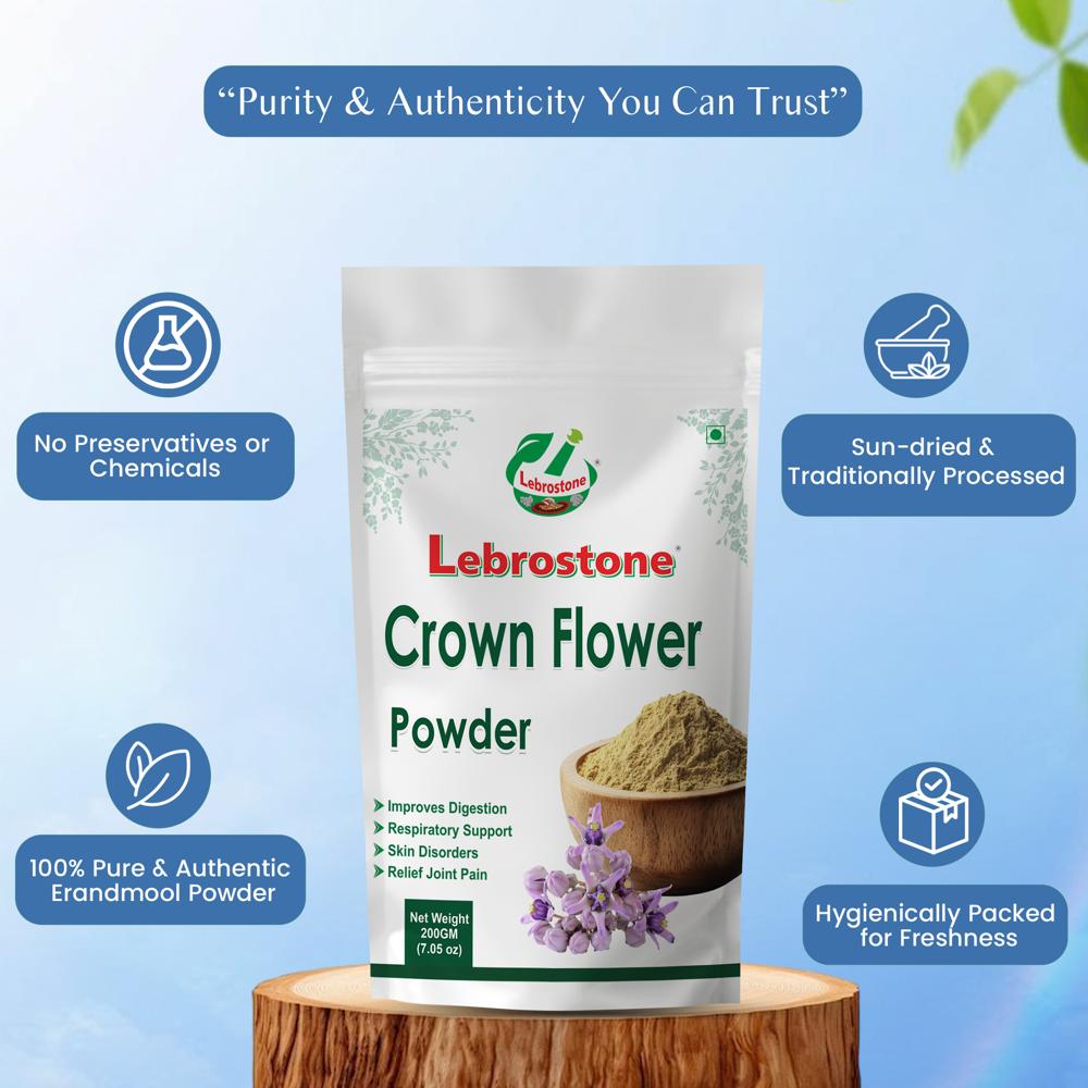Lebrostone Crown Flower Herbal Powder for Digestion, Joint Support & Skin Health| 200g