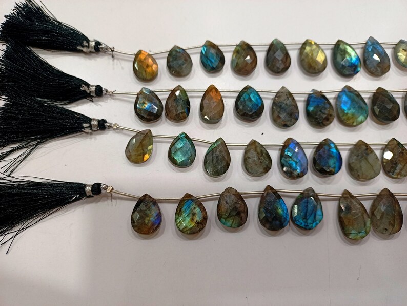Natural Labradorite Pear heart Shape Briolette Beads sold Per strand 9 inches Long