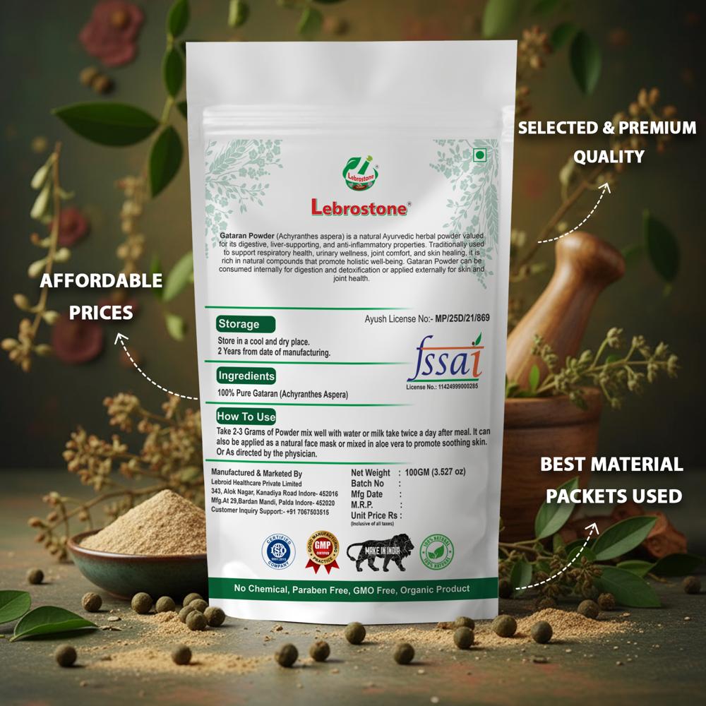 Lebrostone Gataran Herbal Powder for Digestion, Muscle Strength & Skin Health |100g