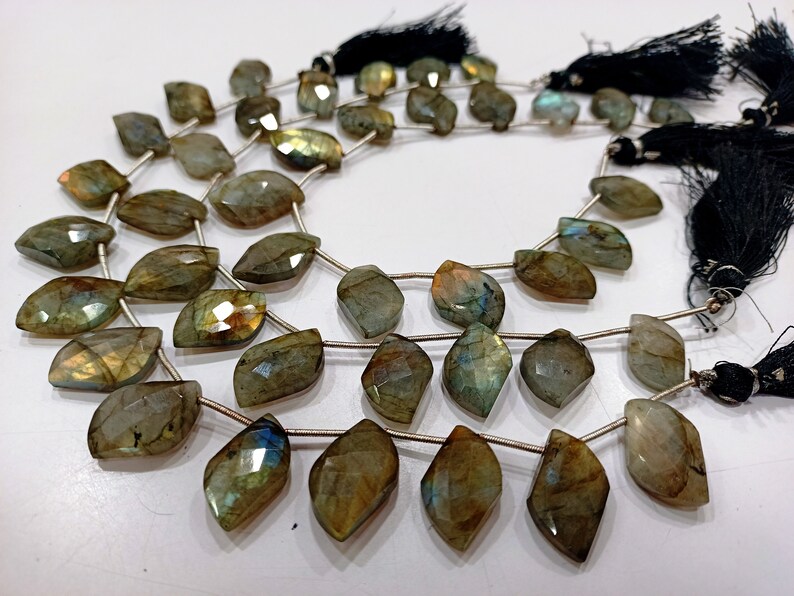 Natural labradorite 18 to 20mm Twisted Leaf Shape Briolette Beads sold Per strand 9 inches Long