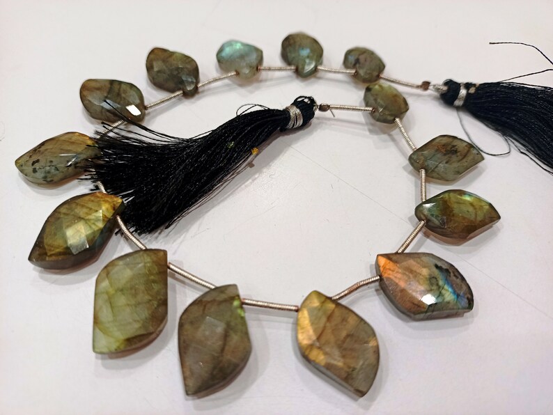 Natural labradorite 18 to 20mm Twisted Leaf Shape Briolette Beads sold Per strand 9 inches Long