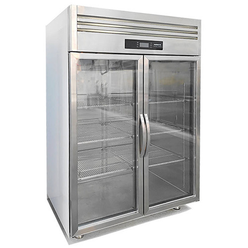 Glass Two Door Vertical Refrigerator