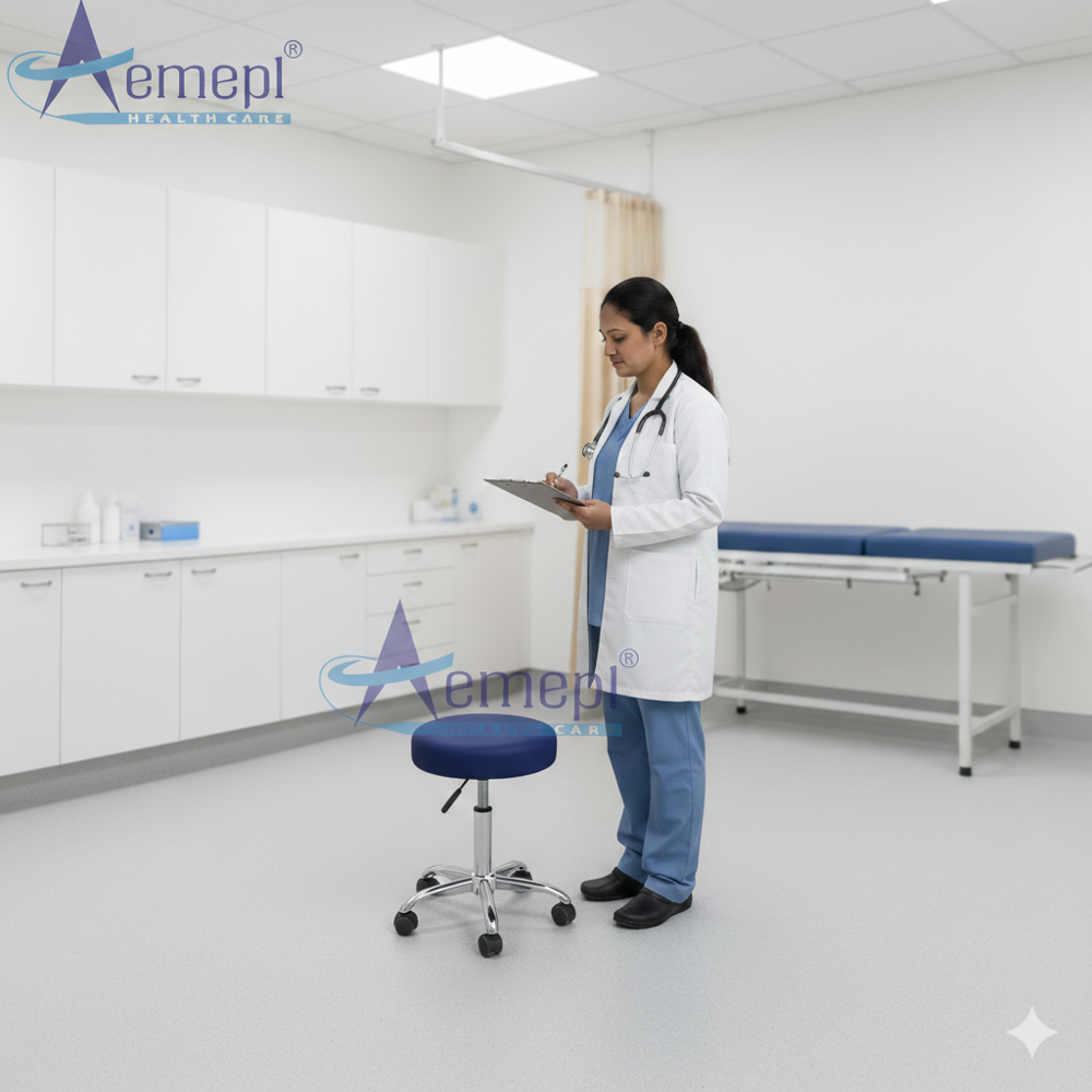 Dr Stool - Foam, Iron, Leather, Stainless Steel & Wood, 16x22x23 Inches | Adjustable Height, Rotating Feature, Eco-friendly, Uv Resistant, Durable, Water Resistant