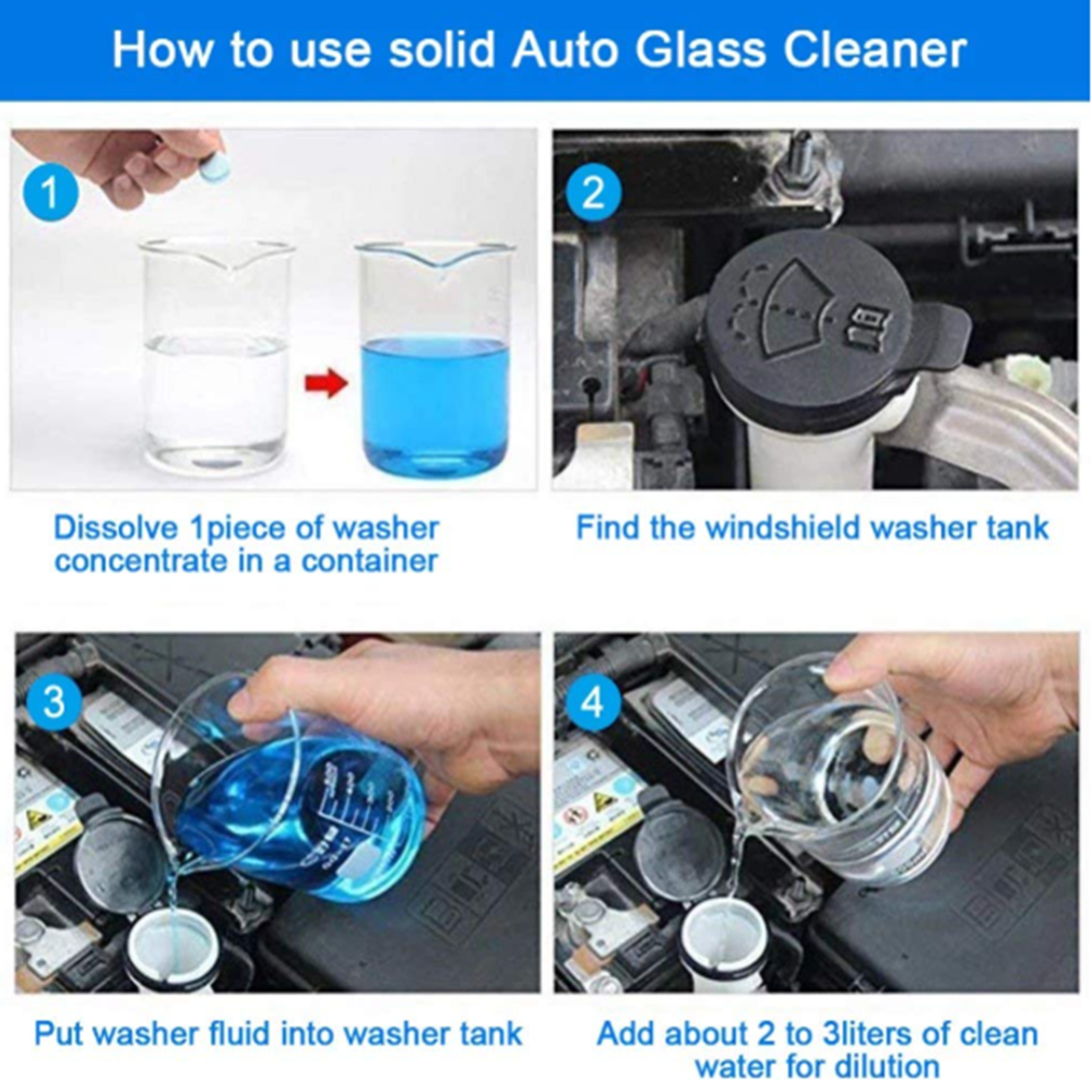 Car Windshield Washer Tablets - Capacity: 4 Ltr