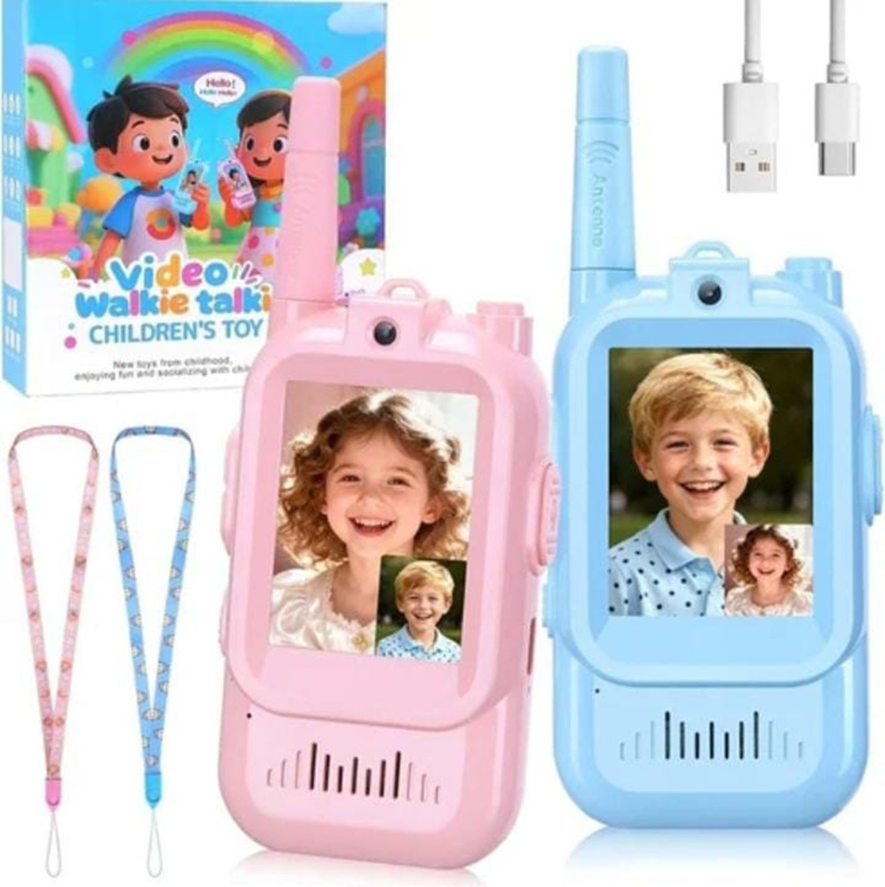 Video Walkie Talkies For Kids 2 Pack Rechargeable Walkie Talkies Screen Fun Intercom Toys