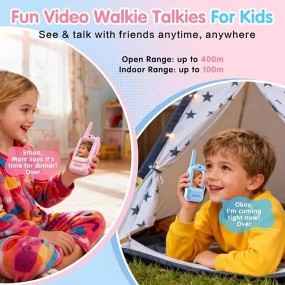 Video Walkie Talkies For Kids 2 Pack Rechargeable Walkie Talkies Screen Fun Intercom Toys