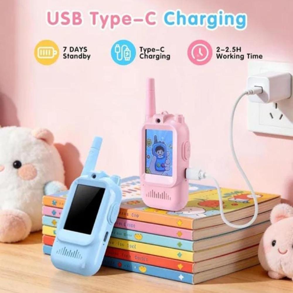 Video Walkie Talkies For Kids 2 Pack Rechargeable Walkie Talkies Screen Fun Intercom Toys