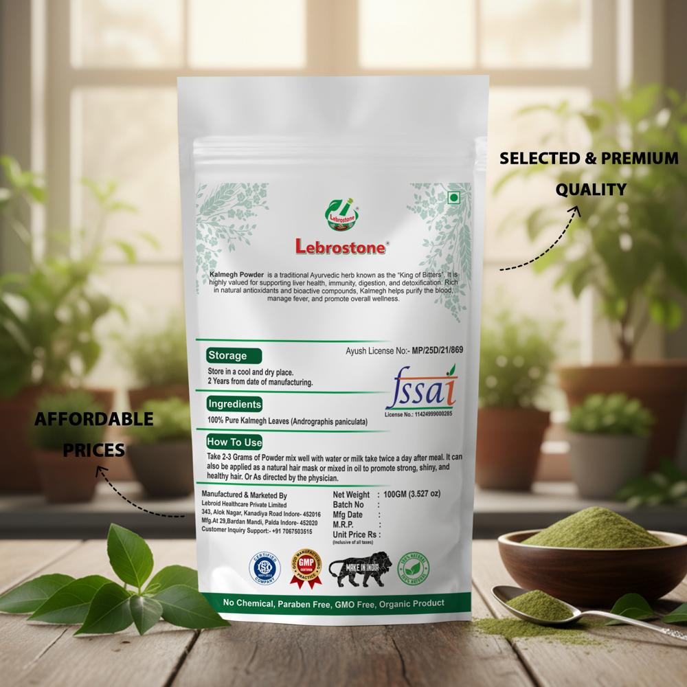 Lebrostone Kalmegh Seeds Powder  Herbal Digestive, Liver & Skin Care Supplement(100g)
