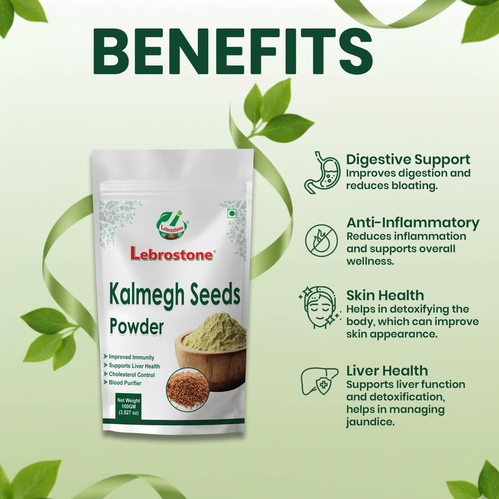 Lebrostone Kalmegh Seeds Powder  Herbal Digestive, Liver & Skin Care Supplement(100g)