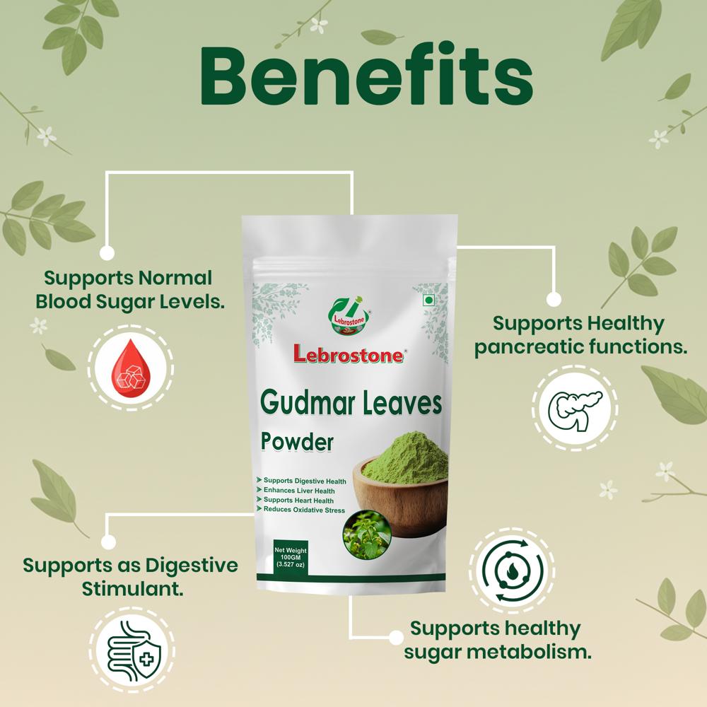 Lebrostone Gudmar Leaves Powder  Supports Healthy Blood Sugar & Sugar Metabolism|100g