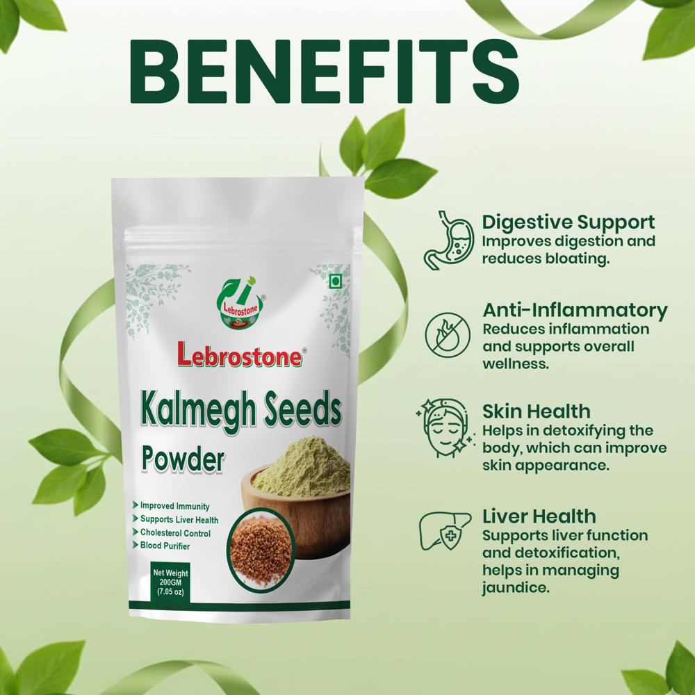 Lebrostone Kalmegh Seeds Powder  Herbal Digestive, Liver & Skin Care Supplement(200g)