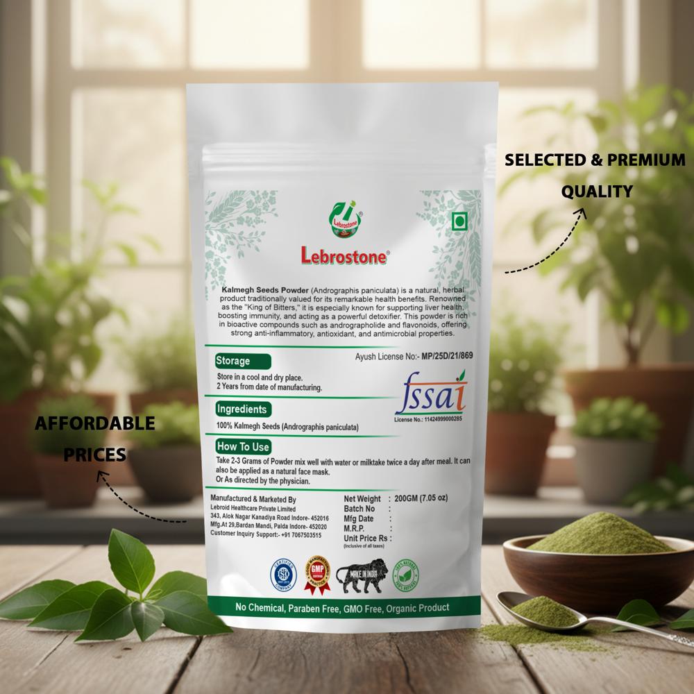 Lebrostone Kalmegh Seeds Powder  Herbal Digestive, Liver & Skin Care Supplement(200g)