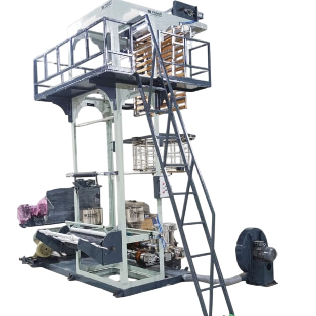 Brown Film Extruder - Mild Steel, 4000x1500x2200 mm, Brown | PLC Control, Automatic Feeder, Air Cooled, Rotary Die
